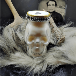 Glass Sculpted Skull Candle 16oz